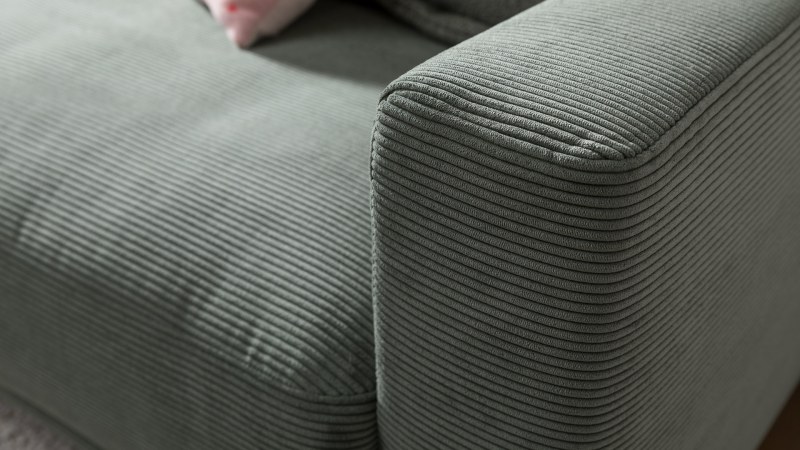 Ecksofa Solero - Longchair groß mit 1,5-Sitzer rechts, Stoff, Olivgrün
