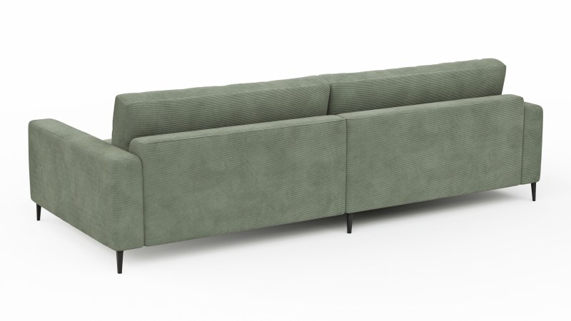 Ecksofa Solero - Longchair groß mit 1,5-Sitzer rechts, Stoff, Olivgrün