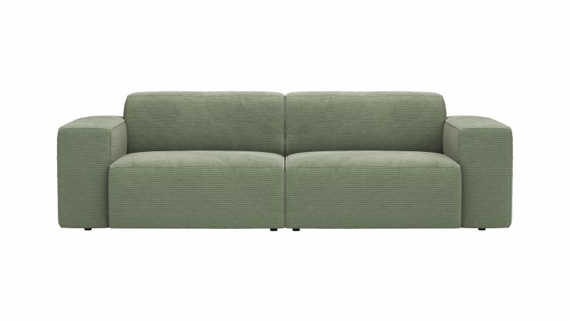 Sofa Elementos - 3-Sitzer XL, Stoff, Olivgrün