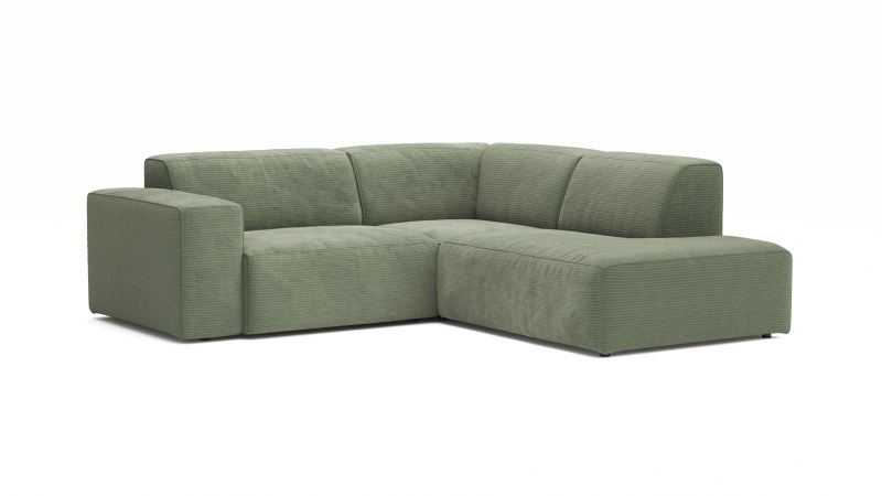 Ecksofa Elementos - 1,5-Sitzer links mit Ecke rechts, Stoff, Olivgrün