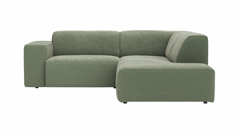 Ecksofa Elementos - 1,5-Sitzer links mit Ecke rechts, Stoff, Olivgrün