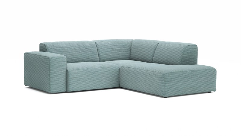 Ecksofa Elementos - 1,5-Sitzer links mit Ecke rechts, Stoff, Seablue