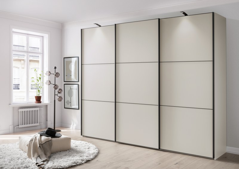 Schwebetürenschrank  3-türig EM Paredes - B. ca. 300 cm, Champagner