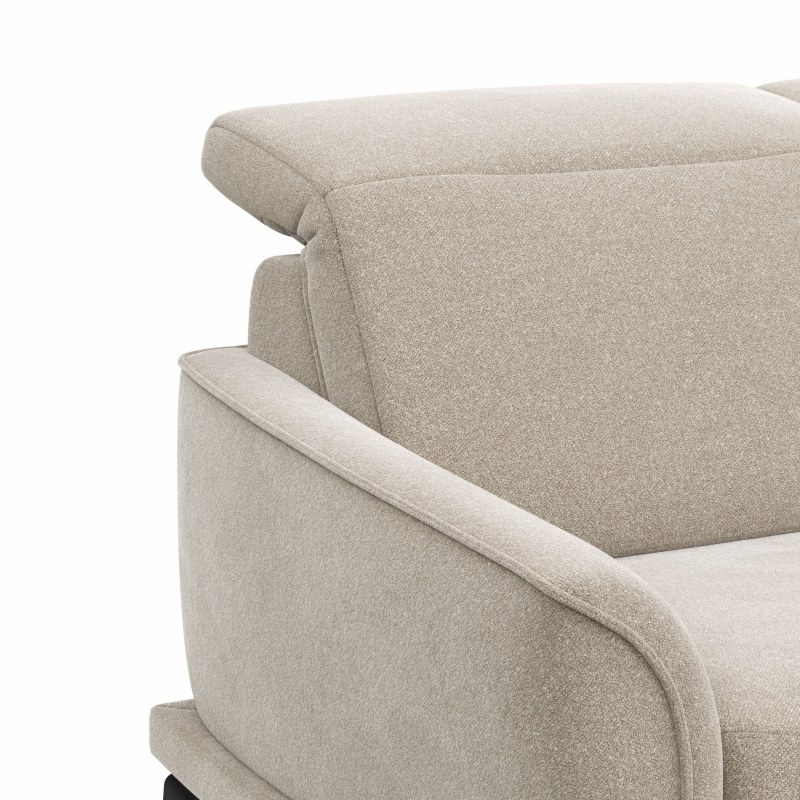 Ecksofa Amadena - 2-Sitzer mit Ecke rechts inkl. Kopfteilverstellung und Sitzvorzug, Stoff, Creme