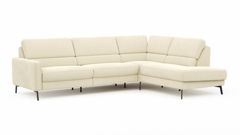 Ecksofa Valera - 3-Sitzer mit Ecke rechts inkl. Rückenlehne verstellbar, Stoff, Natur