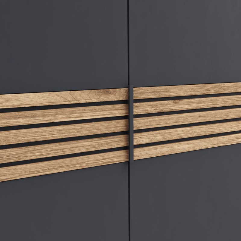 Drehtürenschrank Viana - B ca. 303cm, Lack, Anthrazit