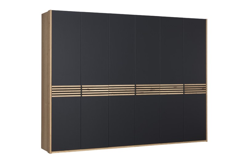 Drehtürenschrank Viana - B ca. 303cm, Lack, Anthrazit