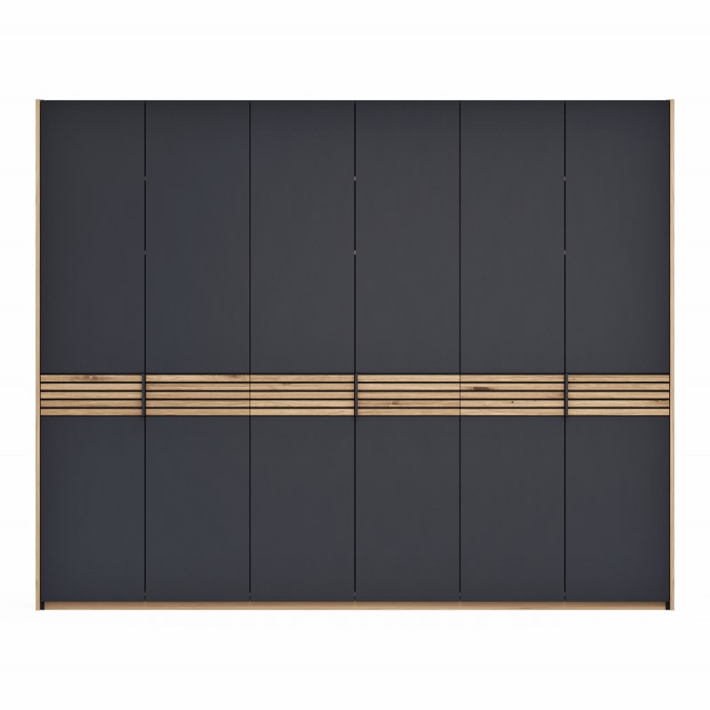 Drehtürenschrank Viana - B ca. 303cm, Lack, Anthrazit