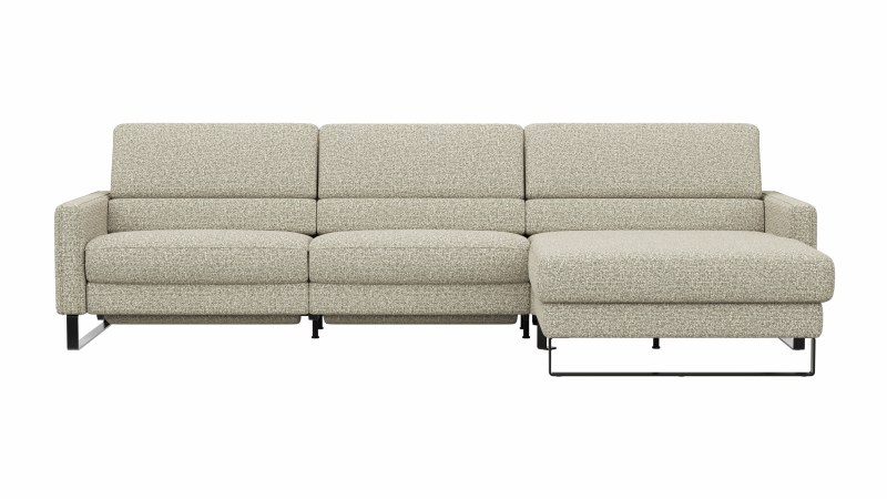 Ecksofa Valera - 3-Sitzer mit Longchair rechts inkl. Rückenlehne verstellbar und Relaxfunktion motorisch, Stoff, Limone