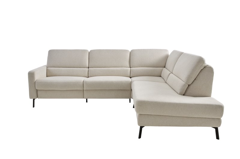 Ecksofa Valera - 3-Sitzer mit Ecke rechts inkl. Rückenlehne verstellbar und Relaxfunktion motorisch, Stoff, Natur