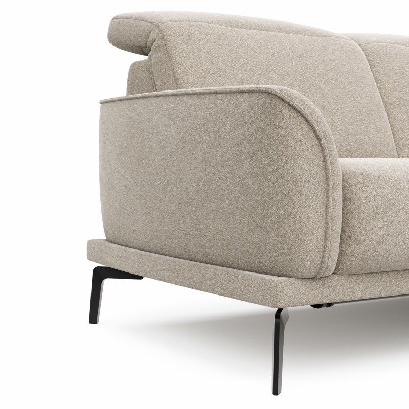 Ecksofa Amadena - 2-Sitzer mit Ecke rechts inkl. Relaxfunktion motorisch, Sitzvorzug und Kopfteilverstellung, Stoff, Creme