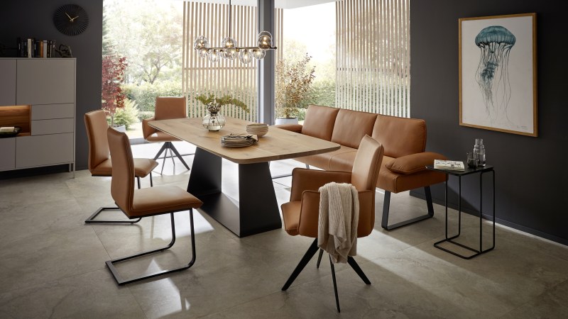 Polsterbank Elda - Breite ca. 236 cm, Leder, Cognac