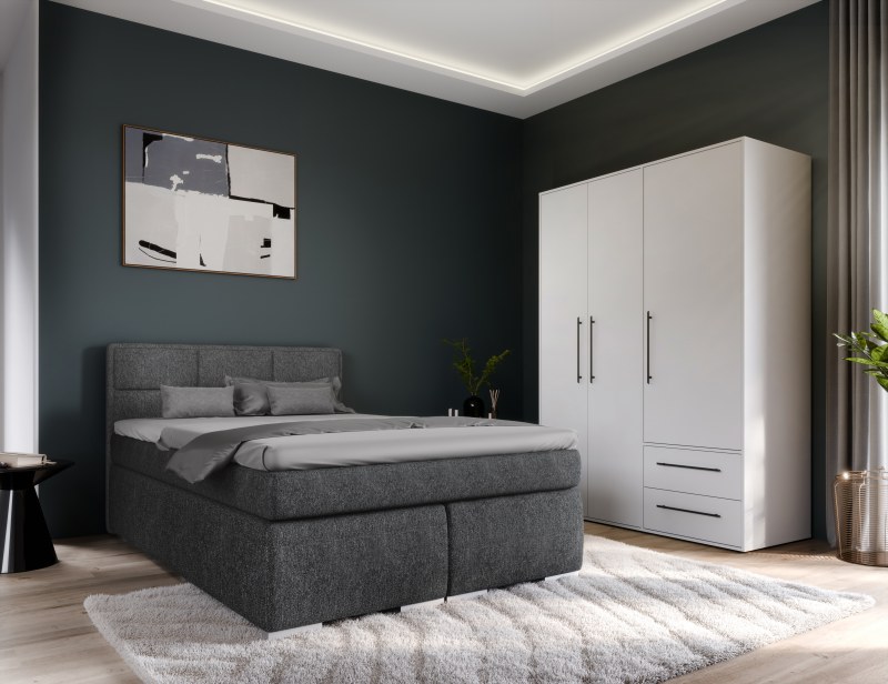 Boxspringbett- Liegefläche ca. 140x200 cm, Stoff, Anthrazit