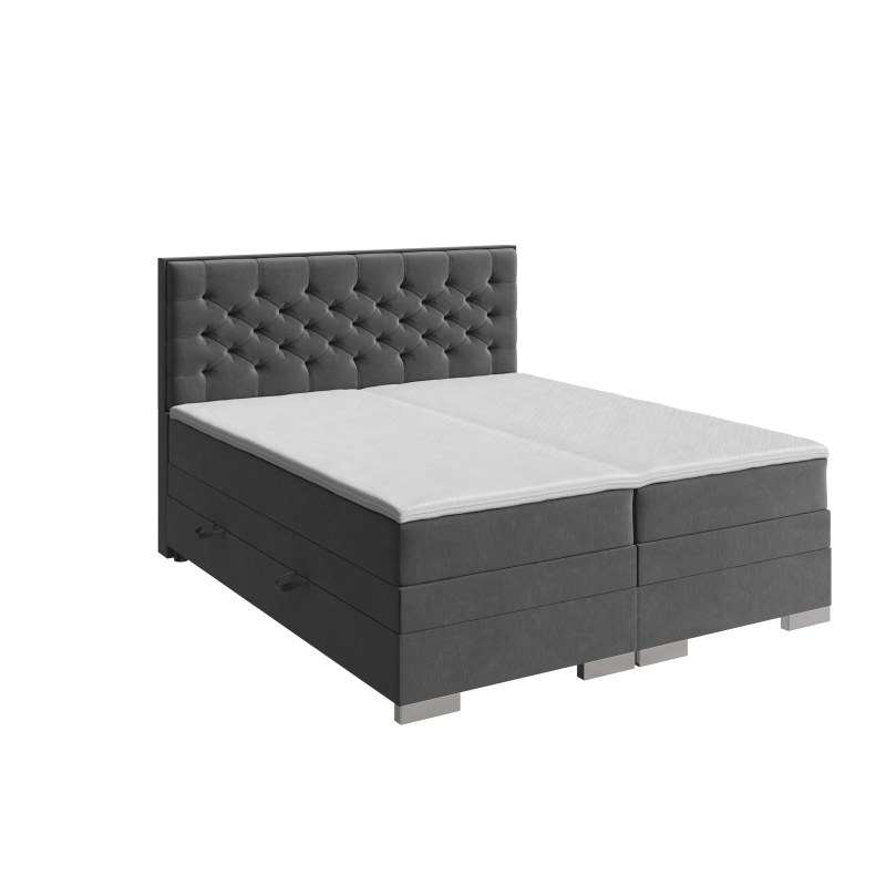 Boxspringbett- Liegefläche ca. 180x200 cm, Stoff, Dunkelgrau