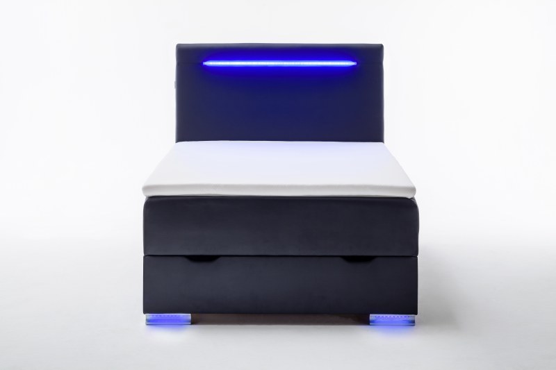 Boxspringbett - Liegefläche ca. 120x200 cm, Kunstleder, Schwarz