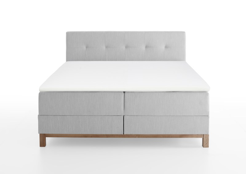 Boxspringbett - Liegefläche ca. 180x200 cm, Stoff, Hellgrau