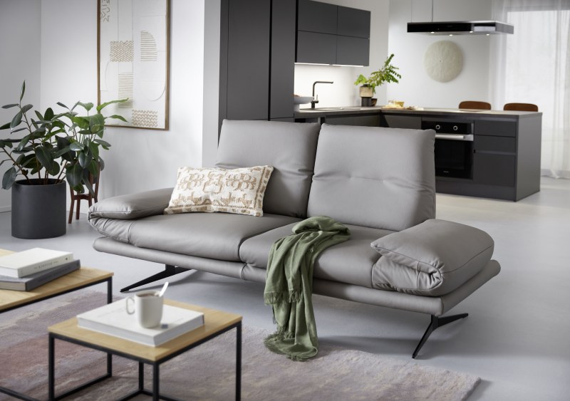 Sofa Lucero - 2,5-Sitzer, Leder, Grau