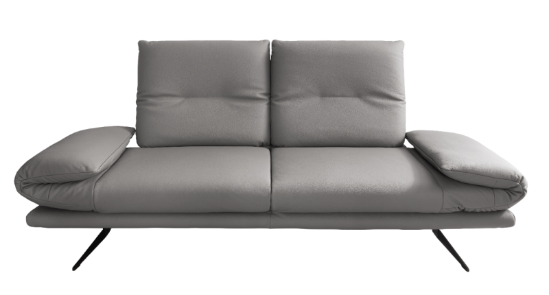 Sofa Lucero - 2,5-Sitzer mit Armlehnen und Sitztiefe verstellbar, Leder, Grau
