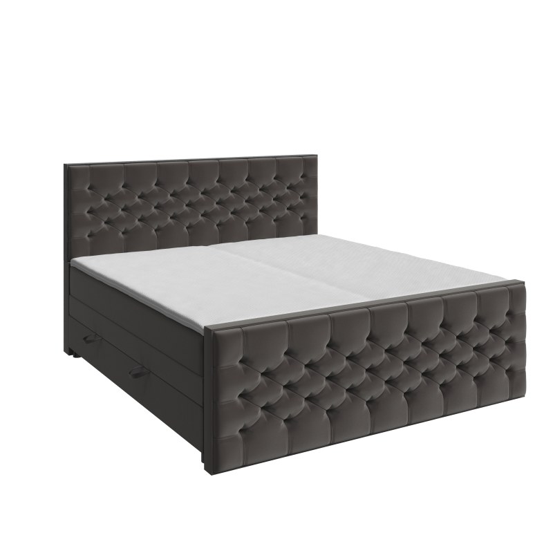 Boxspringbett- Liegefläche ca. 200x200 cm, Stoff, Dunkelgrau