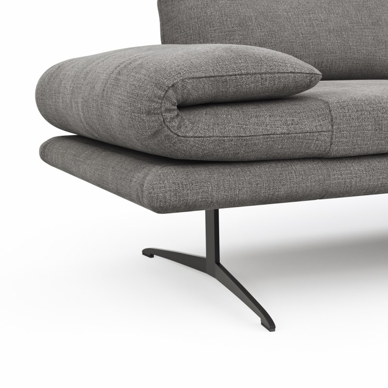 Ecksofa Lucero - 2-Sitzer mit Longchair rechts, Stoff, Grau