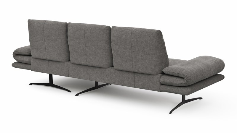 Ecksofa Lucero - 2-Sitzer mit Longchair rechts, Stoff, Grau