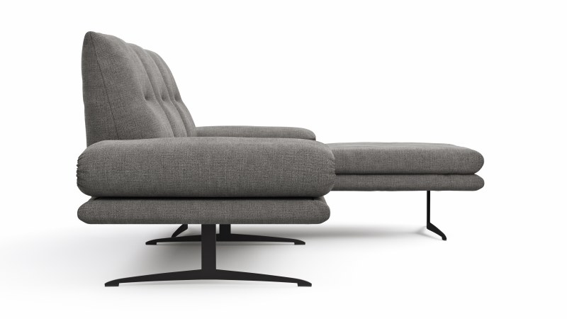 Ecksofa Lucero - 2-Sitzer mit Longchair rechts, Stoff, Grau