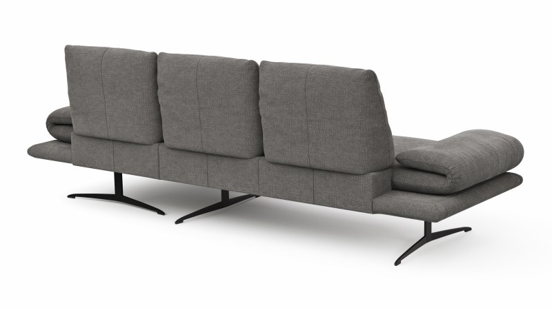 Ecksofa Lucero - 2-Sitzer mit Longchair rechts inkl. Rückenlehne/ Sitztiefe/ Armlehne verstellbar und Drehsitz, Stoff, Grau