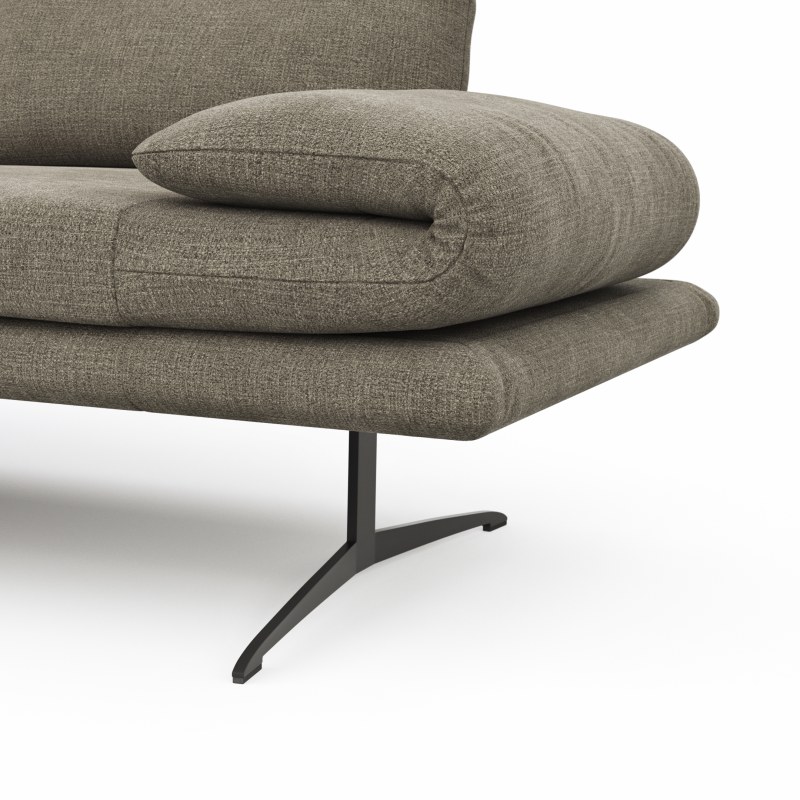 Ecksofa Lucero - Longchair mit 2-Sitzer rechts inkl. Rückenlehne/ Sitztiefe/ Armlehne verstellbar und Drehsitz, Stoff, Olivegrün