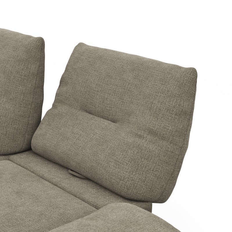 Ecksofa Lucero - Longchair mit 2-Sitzer rechts inkl. Rückenlehne/ Sitztiefe/ Armlehne verstellbar und Drehsitz, Stoff, Olivegrün