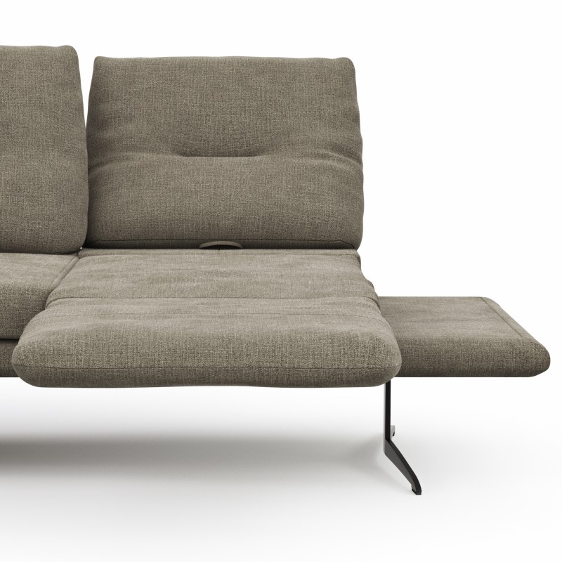 Ecksofa Lucero - Longchair mit 2-Sitzer rechts inkl. Rückenlehne/ Sitztiefe/ Armlehne verstellbar und Drehsitz, Stoff, Olivegrün