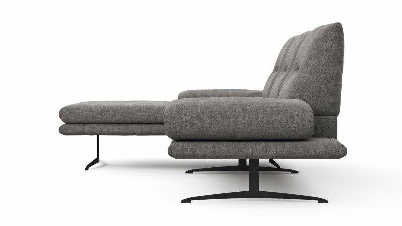 Ecksofa Lucero - Longchair mit 2-Sitzer rechts inkl. Rückenlehne/ Sitztiefe/ Armlehne verstellbar und Drehsitz, Stoff, Grau