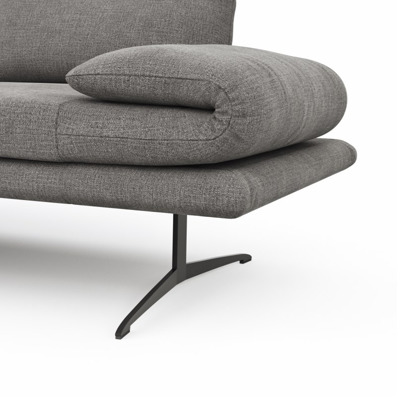 Ecksofa Lucero - Longchair mit 2-Sitzer rechts inkl. Rückenlehne/ Sitztiefe/ Armlehne verstellbar und Drehsitz, Stoff, Grau
