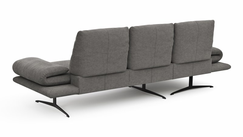 Ecksofa Lucero - Longchair mit 2-Sitzer rechts inkl. Rückenlehne/ Sitztiefe/ Armlehne verstellbar und Drehsitz, Stoff, Grau