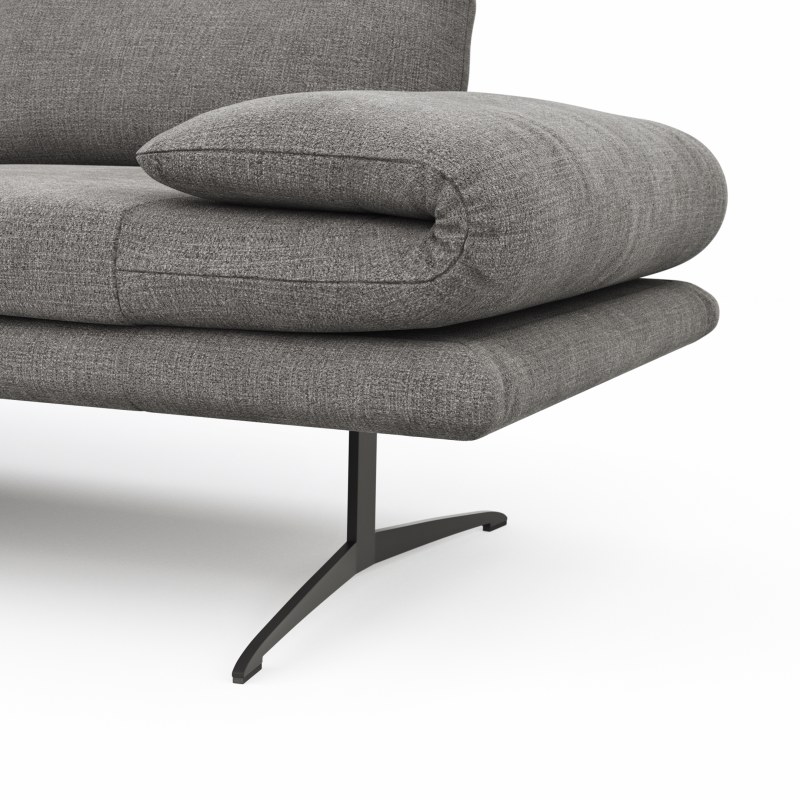 Ecksofa Lucero - Longchair mit 2-Sitzer rechts, Stoff, Grau