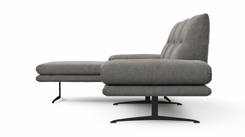 Ecksofa Lucero - Longchair mit 2-Sitzer rechts, Stoff, Grau