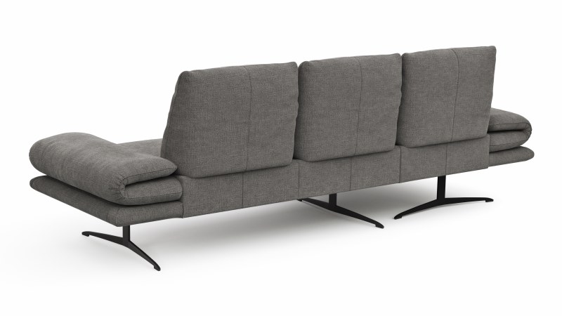 Ecksofa Lucero - Longchair mit 2-Sitzer rechts, Stoff, Grau