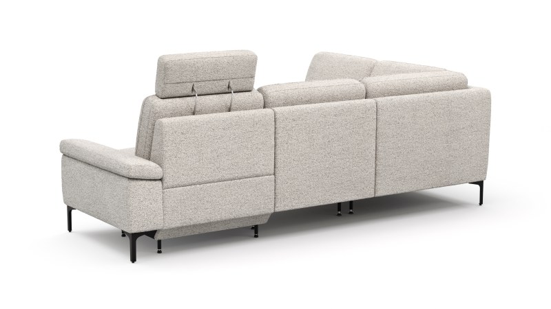 Ecksofa Matero - Ecke mit 2-Sitzer rechts inkl. Relaxfunktion motorisch und Sitzvorzug, Stoff, Hellgrau