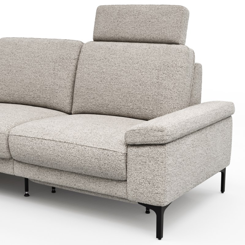 Ecksofa Matero - Ecke mit 2-Sitzer rechts inkl. Relaxfunktion motorisch und Sitzvorzug, Stoff, Hellgrau