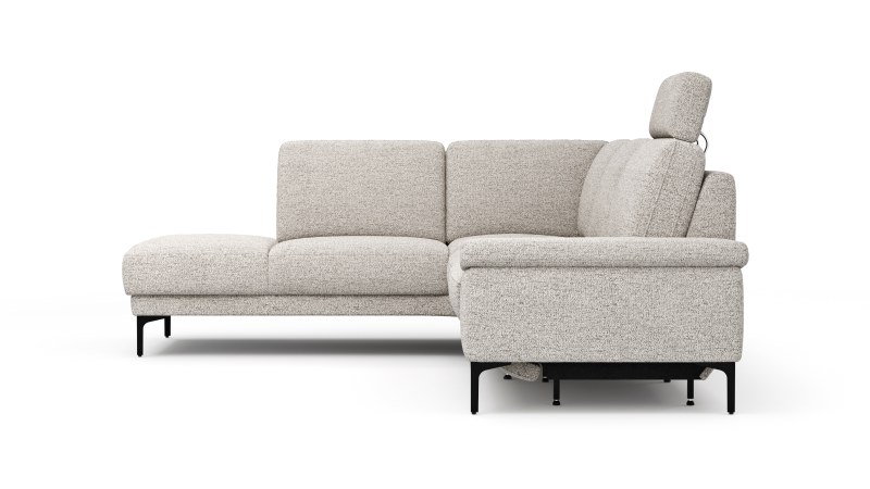 Ecksofa Matero - Ecke mit 2-Sitzer rechts inkl. Relaxfunktion motorisch und Sitzvorzug, Stoff, Hellgrau