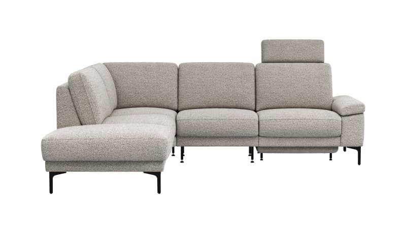 Ecksofa Matero - Ecke mit 2-Sitzer rechts inkl. Relaxfunktion motorisch und Sitzvorzug, Stoff, Hellgrau