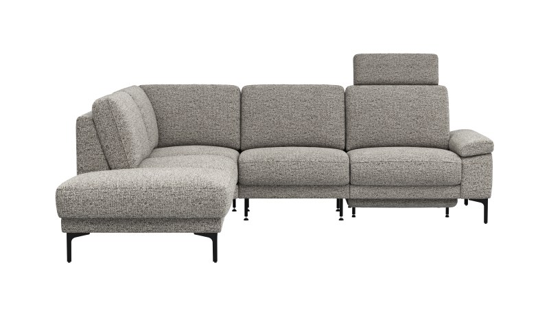 Ecksofa Matero - Ecke mit 2-Sitzer rechts inkl. Relaxfunktion motorisch und Sitzvorzug, Stoff, Graubeige