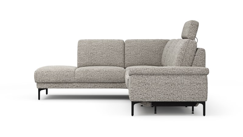Ecksofa Matero - Ecke mit 2-Sitzer rechts inkl. Relaxfunktion motorisch und Sitzvorzug, Stoff, Graubeige