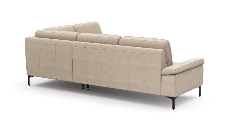 Ecksofa Matero - 2-Sitzer mit Ecke rechts, Leder, Taupe