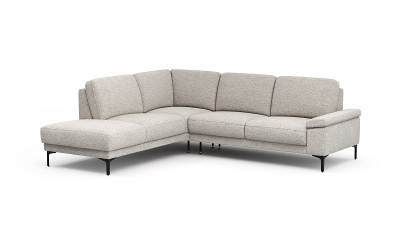 Ecksofa Matero - Ecke mit 2-Sitzer rechts, Stoff, Hellgrau