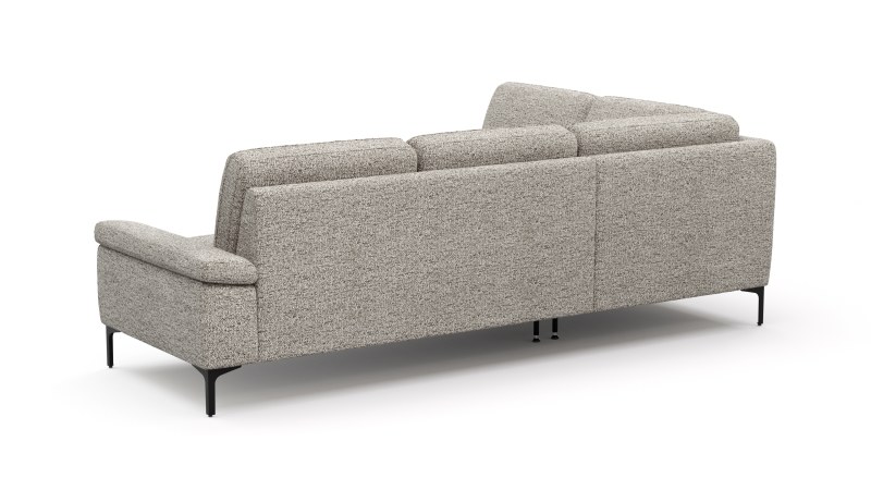 Ecksofa Matero - Ecke mit 2-Sitzer rechts, Stoff, Graubeige