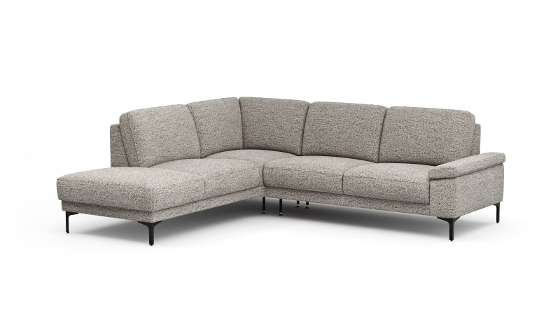 Ecksofa Matero - Ecke mit 2-Sitzer rechts, Stoff, Graubeige
