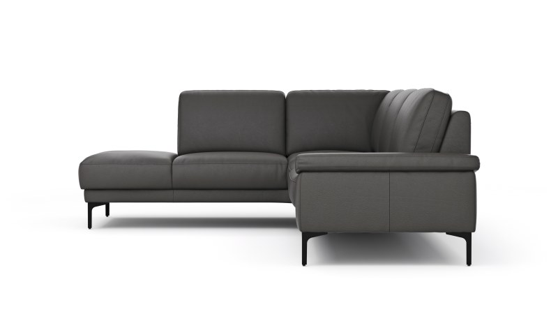 Ecksofa Matero - Ecke mit 2-Sitzer rechts, Leder, Anthrazit