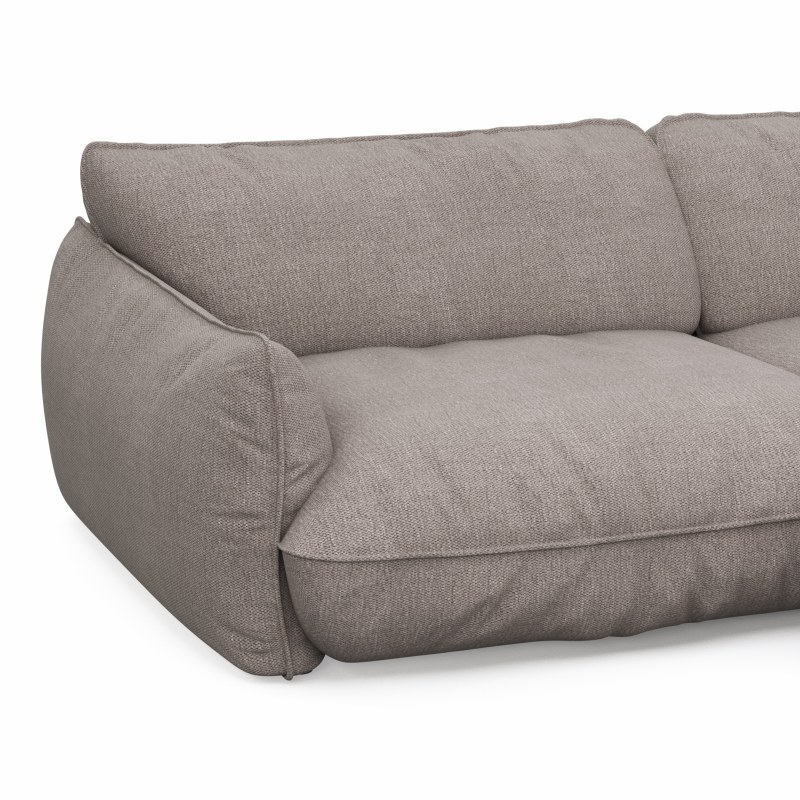 Ecksofa Fluffy - 2,5-Sitzer mit Longchair rechts inkl. Rückenlehne verstellbar, Stoff, Taupe