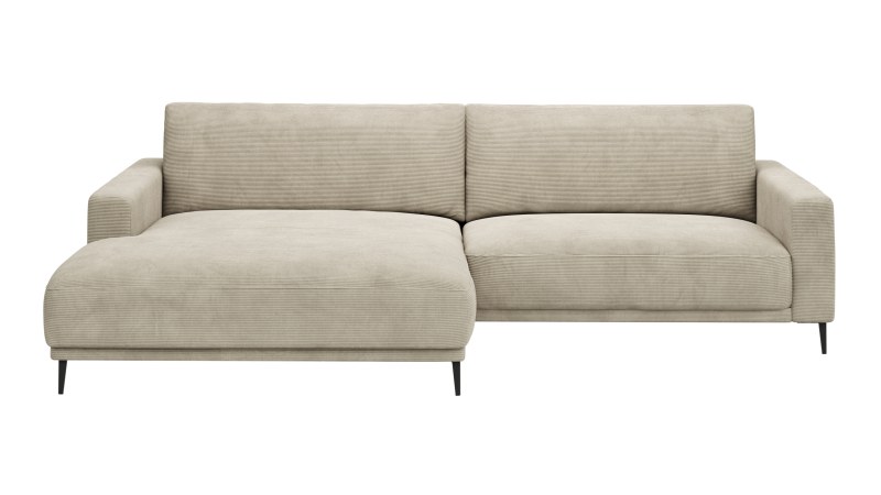 Ecksofa Solero - Longchair groß mit 1,5-Sitzer rechts, Stoff, Sand