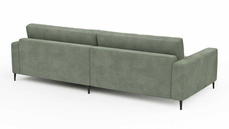 Ecksofa Solero - 1,5-Sitzer mit Longchair groß rechts, Stoff, Olivgrün